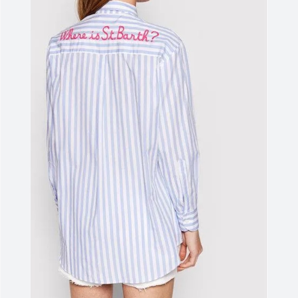 MC2 Saint Barth Blue and White Striped Blouse